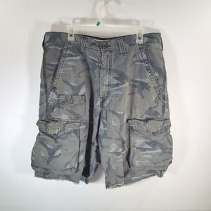 Vintage Mens Levis Shorts Workwear Cargo Army Military Camo Cut Off Size W36 Y2K